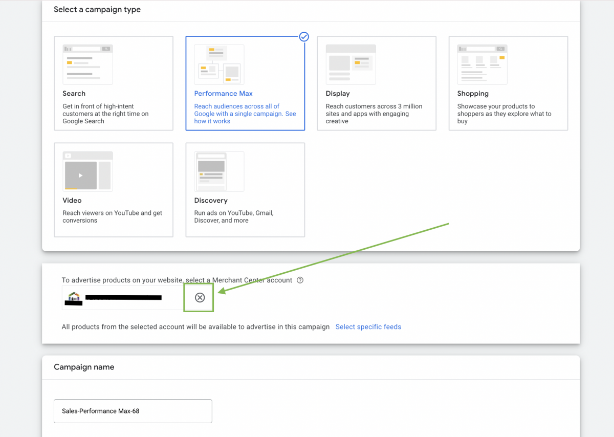 Výběr CSS partnera v Performance Max kampani